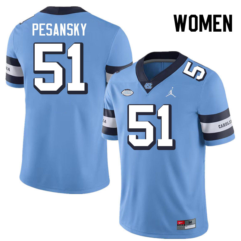 Women #51 Peter Pesansky North Carolina Tar Heels College Football Jerseys Stitched-Throwback